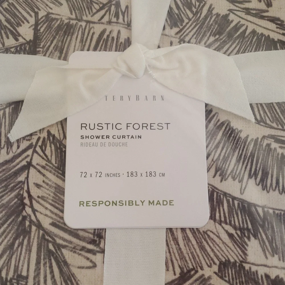 NWT Pottery Barn Rustic Forest 100% Cotton Shower Curtain 72×72" - Picture 7 of 12